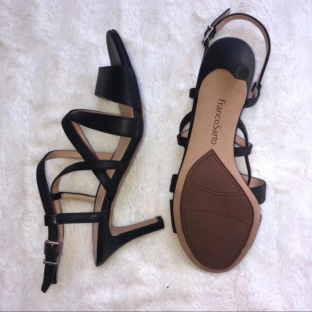 NWOT Black Strapped Franco Sarto Heels Size 7